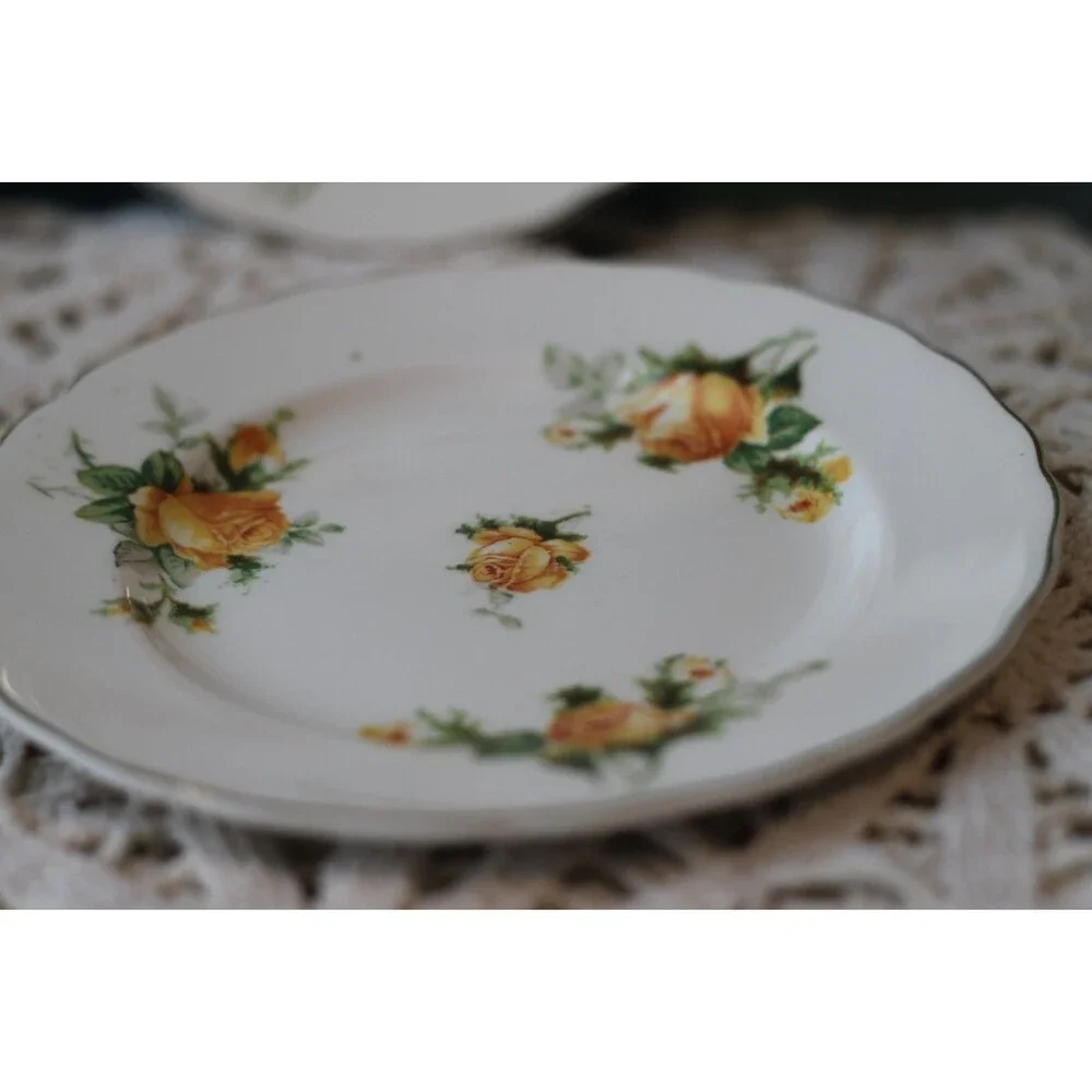 Canonsburg Yellow Rose Bread & Butter Plates 